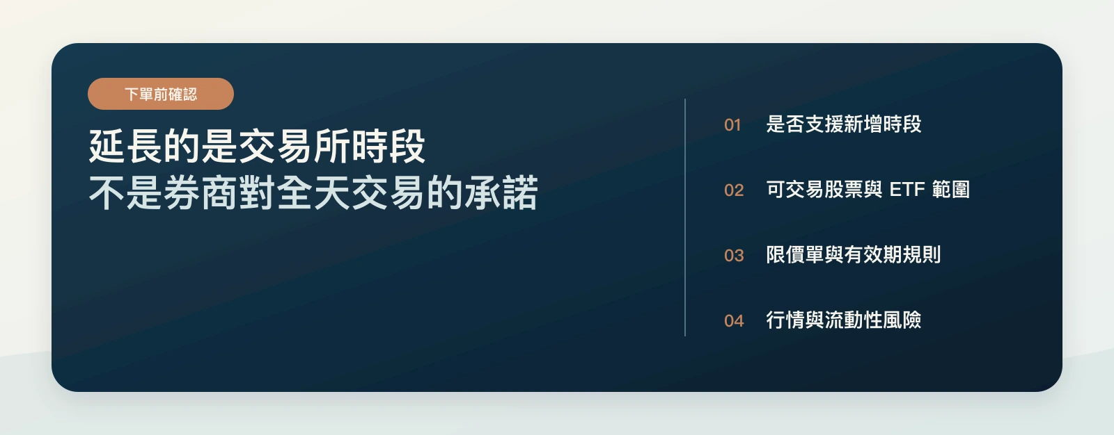 納斯達克最新交易時間表,展示夜間、盤前、常規和盤後時段。